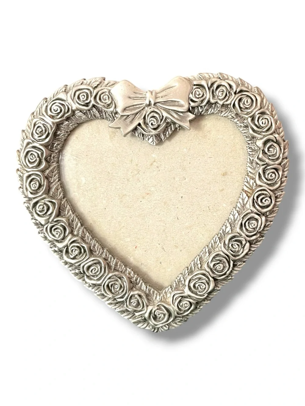 Victorian style small picture frame, M. T. accents, pewter, glass intact